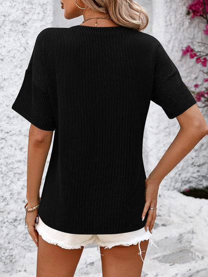 V-Neck Dropped Shoulder T-Shirt - Tigbuls Variety Fashion