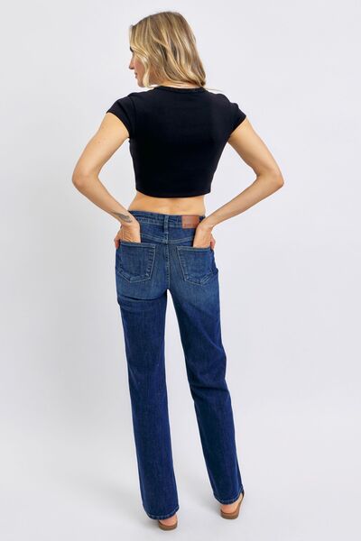 Judy Blue Full Size Tummy Control Straight Jeans Plus Size - Tigbul's Variety Fashion Shop