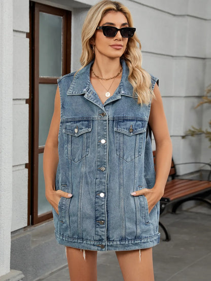 US Flag Button Up Denim Jacket - Tigbul's Variety Fashion Shop