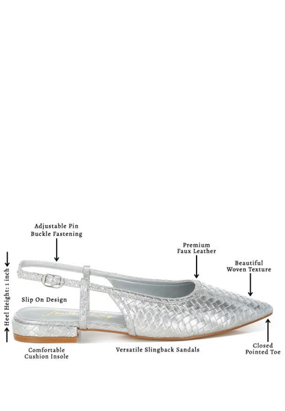 Kurina Metallic Woven Slingback Sandals - Tigbul's Variety Fashion Shop