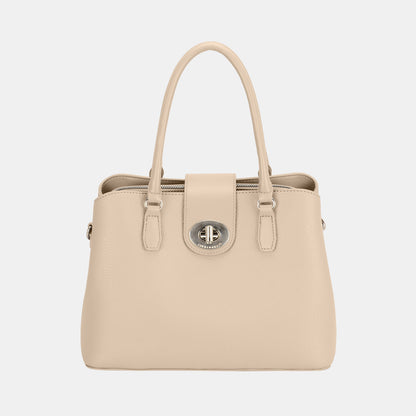 David Jones PU Leather Twist-Lock Tote Bag - Tigbuls Variety Fashion