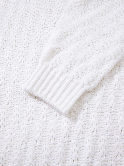 Textured Knit Ribbed Edge V Neck Loose Sweater - Tigbul's Variety Fashion Shop