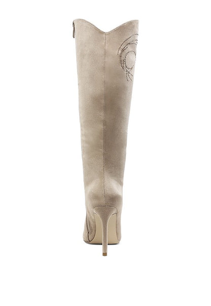 Becks Rhinestone Patterned Calf Boots - Tigbul's Variety Fashion Shop