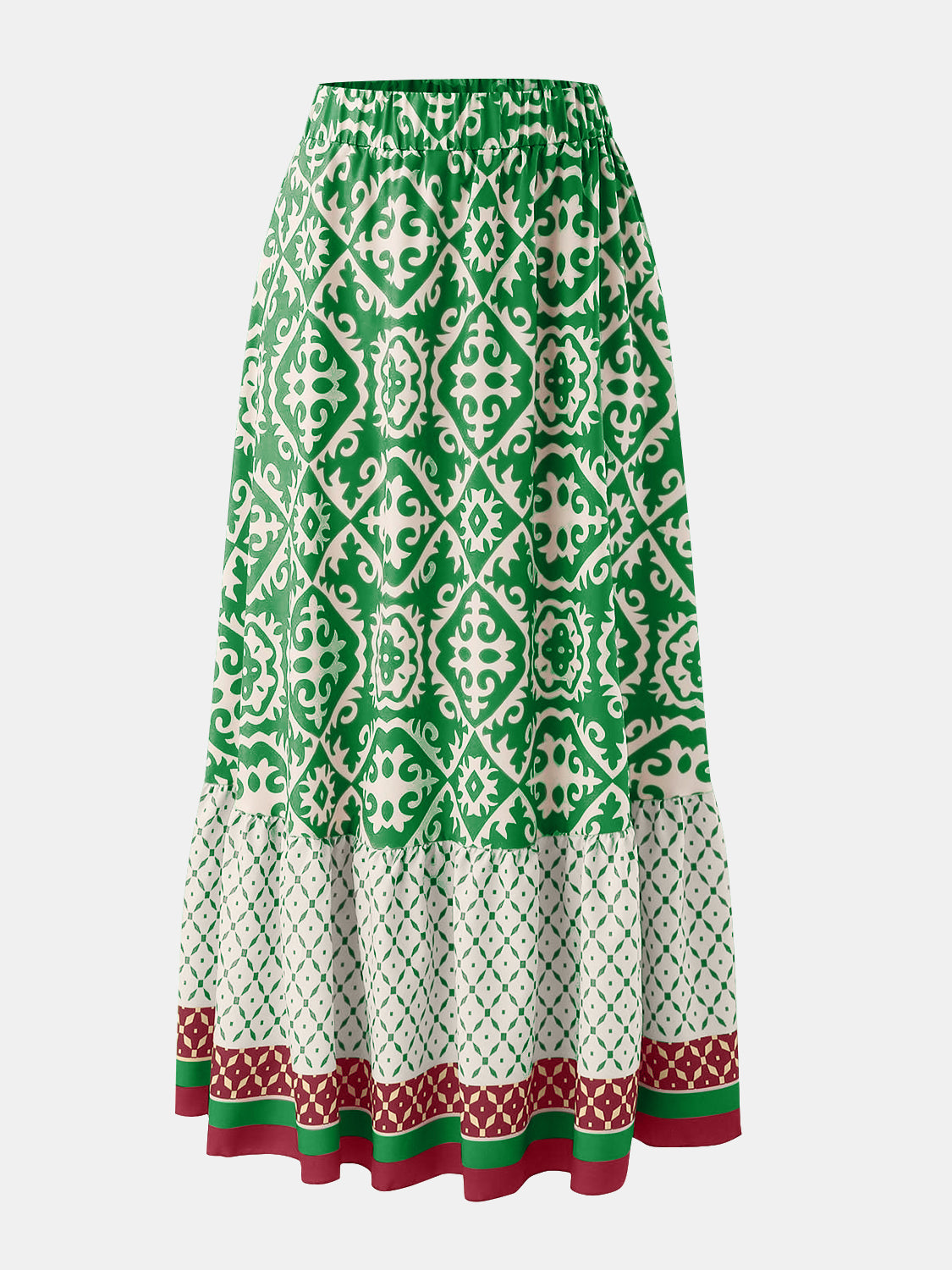 Geometric Elastic Waist Maxi Skirt - Tigbul's Variety Fashion Shop