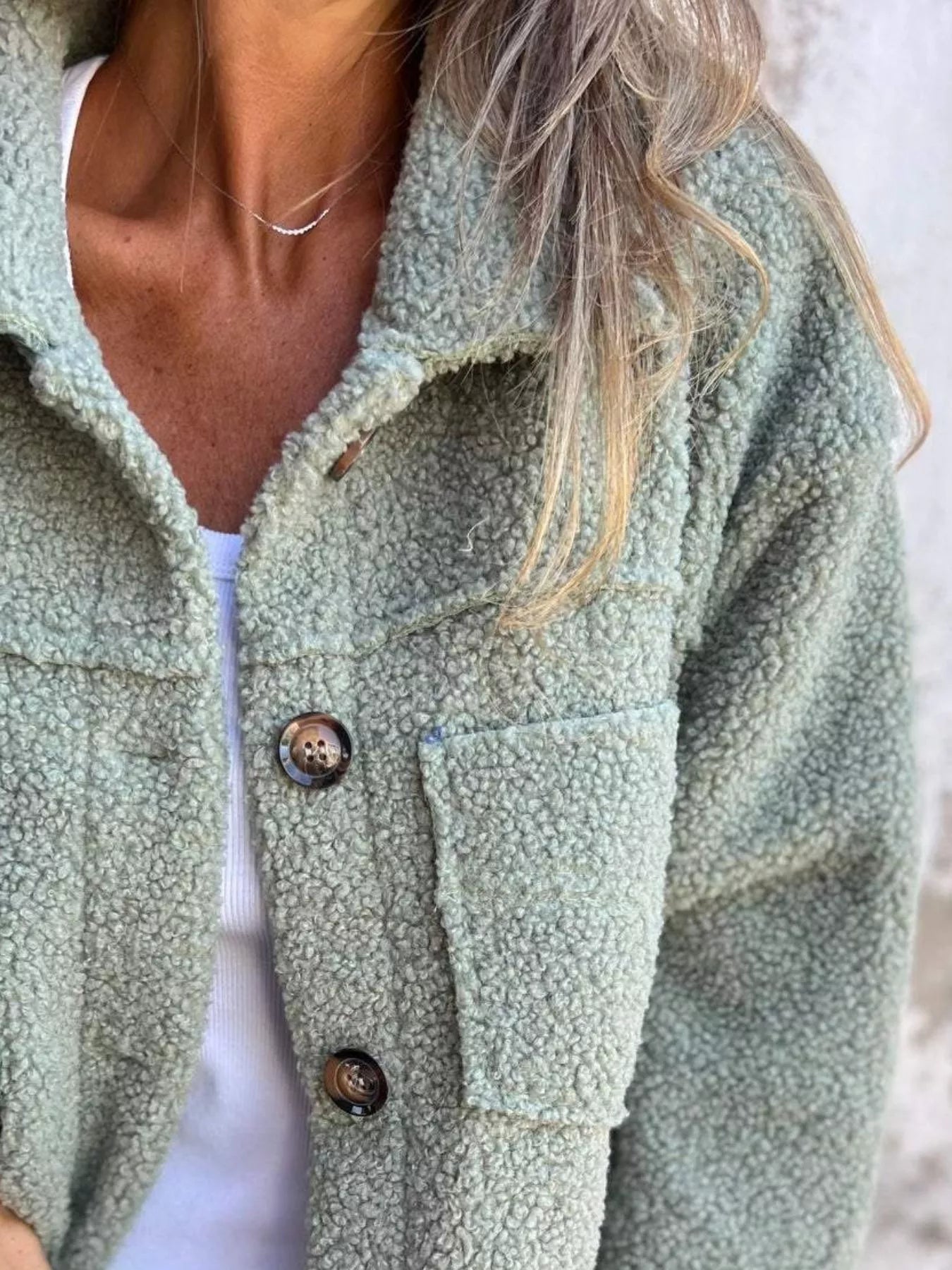 Full Size Single-Breasted Sherpa Shacket Plus Size - Tigbul's Variety Fashion Shop