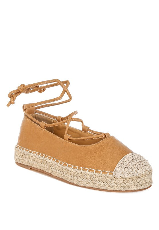 Alaya Woven Toe Lace-Up Espadrilles - Tigbul's Variety Fashion Shop
