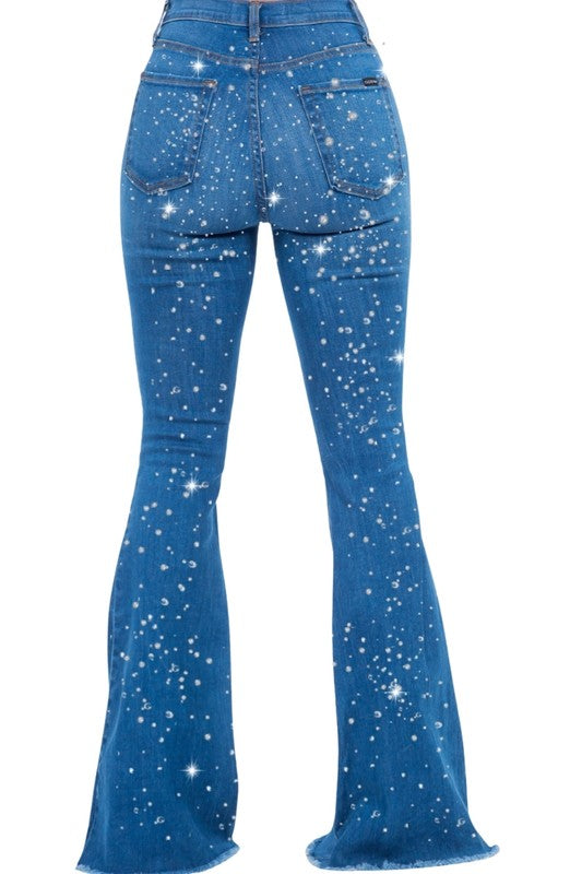 Rhinestones Bell Bottom Jean - Tigbul's Variety Fashion Shop