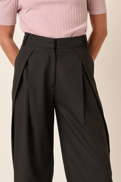 Mittoshop Deep Pleated High Waisted Wide Leg Pants - Tigbul's Variety Fashion Shop