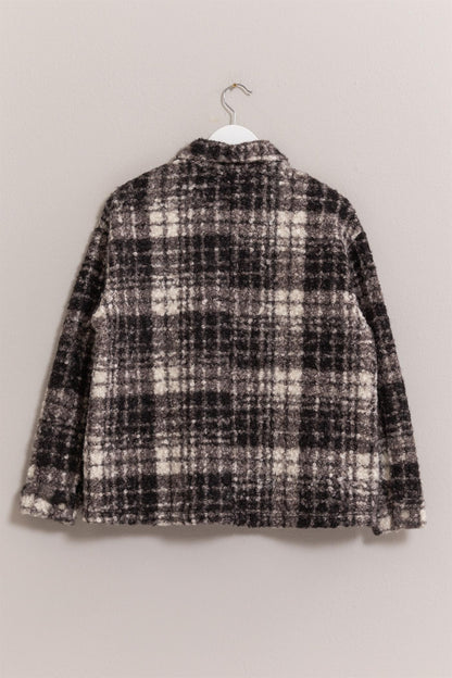 HYFVE Plaid Button Up Boucle Jacket - Tigbul's Variety Fashion Shop