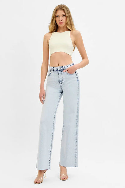RISEN Full Size High Rise Wide Leg Jeans Plus Size - Tigbul's Variety Fashion Shop
