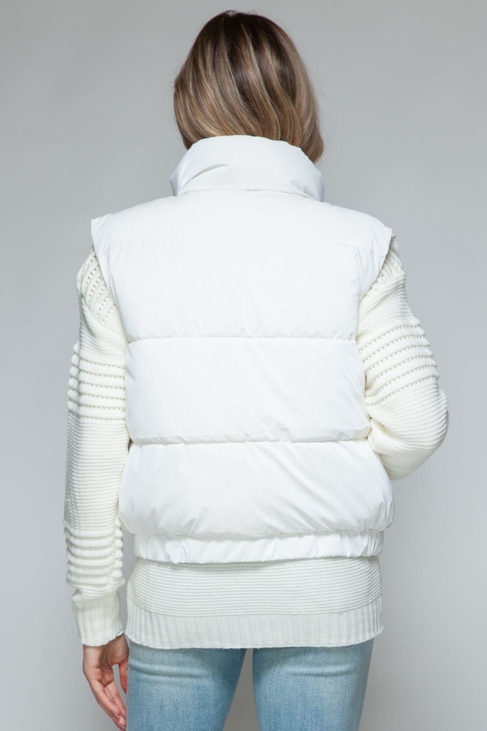 Off White Fine Faux Fur Lining Quilted Vest - Tigbul's Variety Fashion Shop