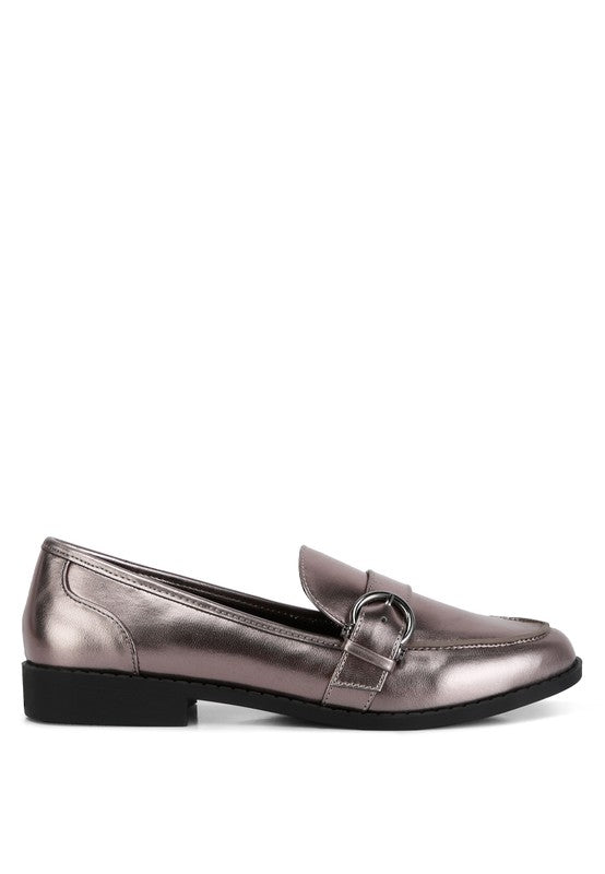 Haruka Metallic Faux Leather Loafers - Tigbuls Variety Fashion