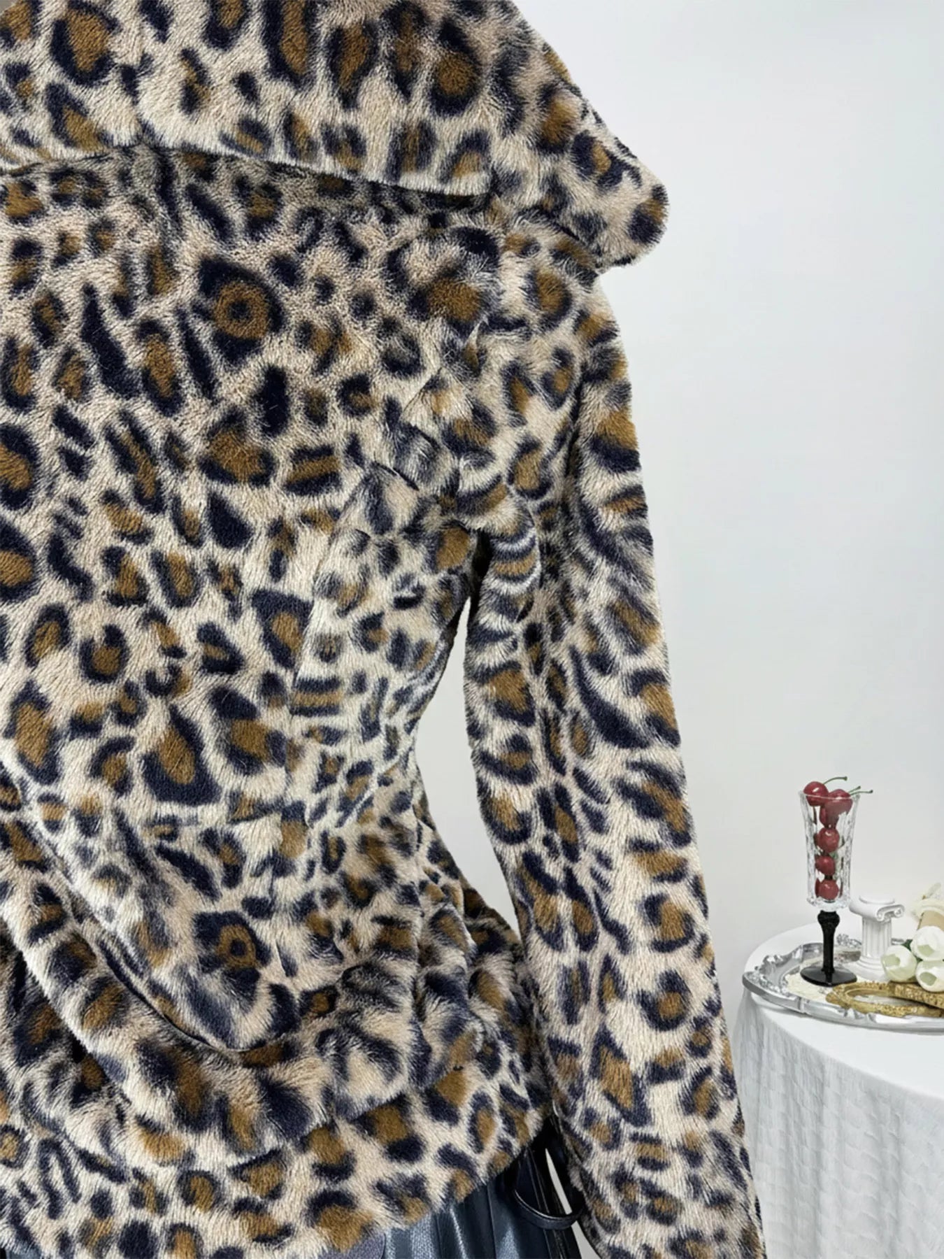 Leopard Plush Zip-Up Hooded Outerwear - Tigbul's Variety Fashion Shop