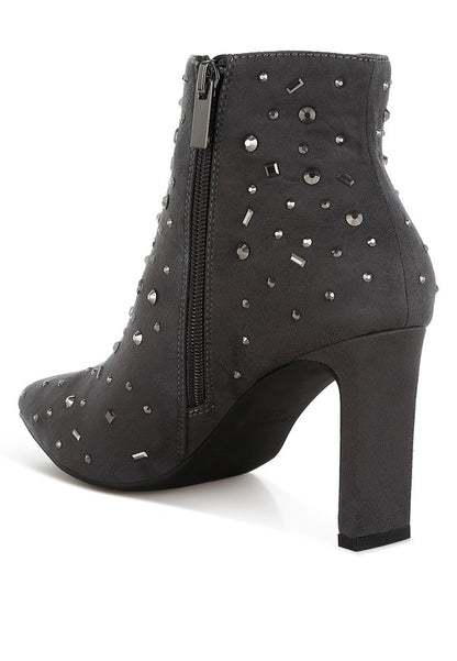 Sakura Diamante Embellished Microfiber Boots - Tigbul's Variety Fashion Shop