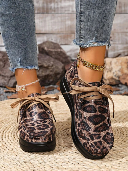 Leopard Round Toe Platform Loafers - Tigbul's Variety Fashion Shop