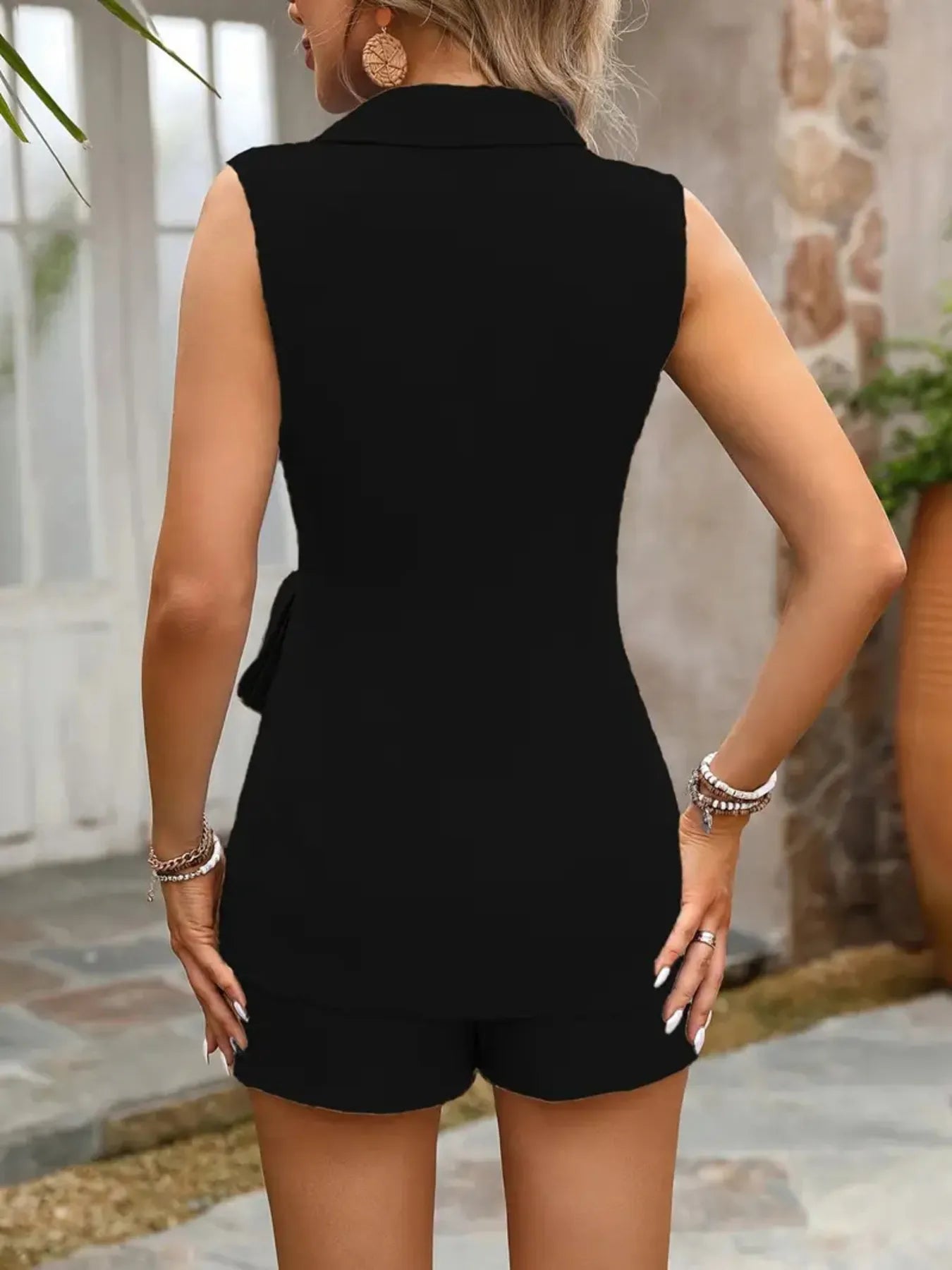 Tie Waist Vest and Shorts Set - Tigbul's Variety Fashion Shop