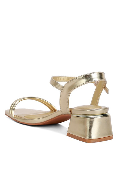 Zabou Metallic Ankle Strap Low Block Heels - Tigbuls Variety Fashion