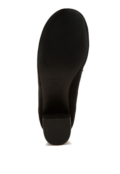 Astra Block Heel Genuine Suede Loafers - Tigbul's Variety Fashion Shop
