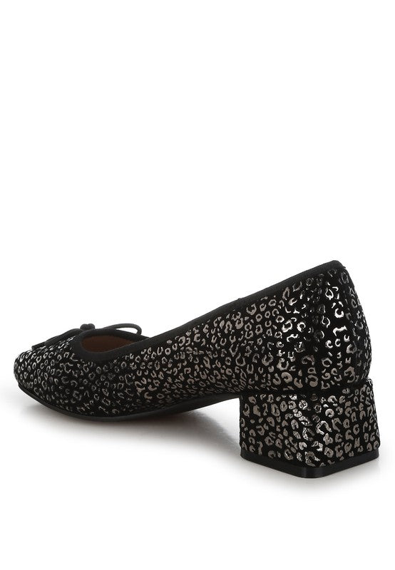 Ningen Leopard Print Block Heel Ballerinas | Tigbuls Variety