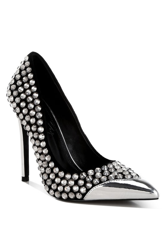 Super Fan Diamante Embellished Stiletto Pumps - Tigbul's Variety Fashion Shop