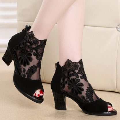Peep Toe Block Heels Sandals - Tigbul's Variety Fashion Shop