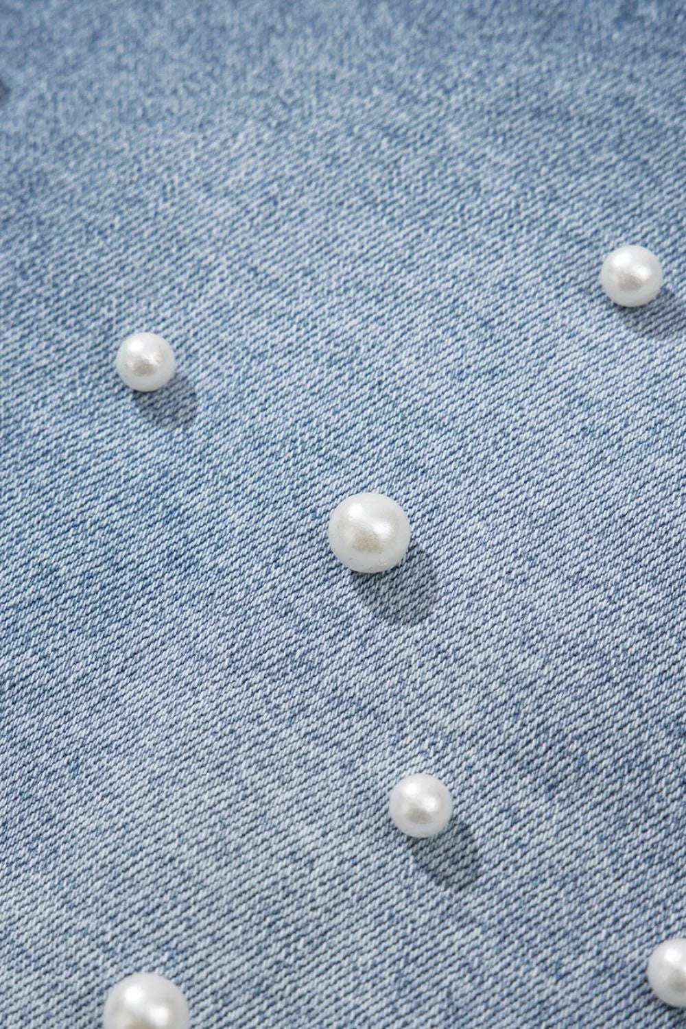 Pearl Beaded Raw Hem Wash Denim Shorts - Tigbul's Variety Fashion Shop