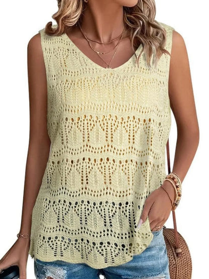 Crochet Sleeveless Sweater Vest - Tigbul's Variety Fashion Shop