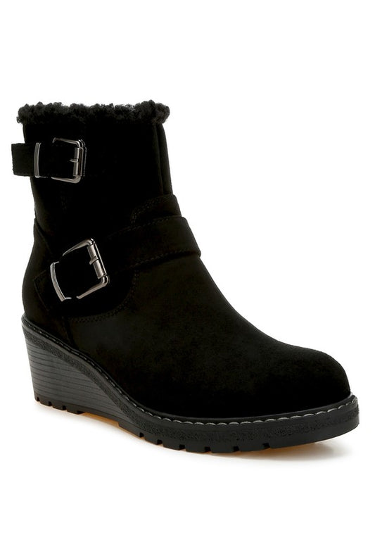 Big horn Faux Fur Harness Boots - Tigbul's Variety Fashion Shop