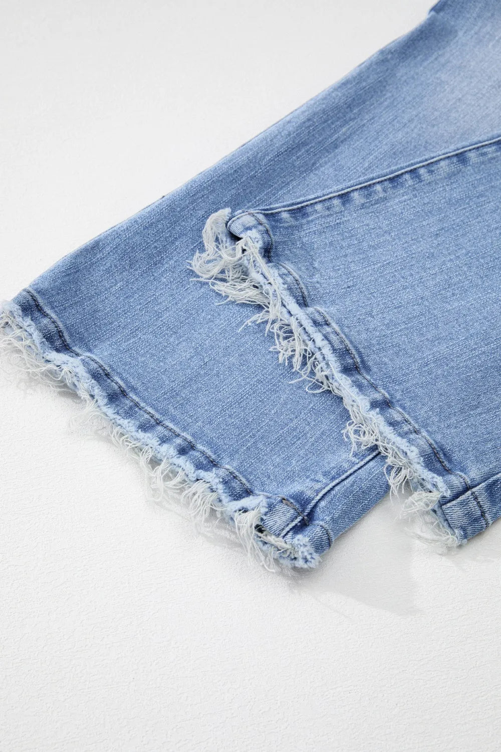 Mineral Wash Raw Hem High Waist Flared Jeans - Tigbul's Variety Fashion Shop
