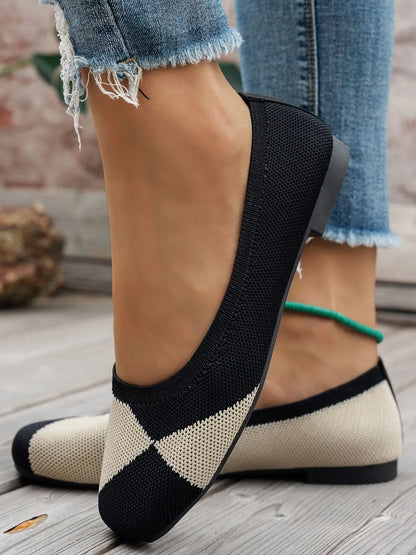 Color Block Knit Slip-On Loafers - Tigbul's Variety Fashion Shop