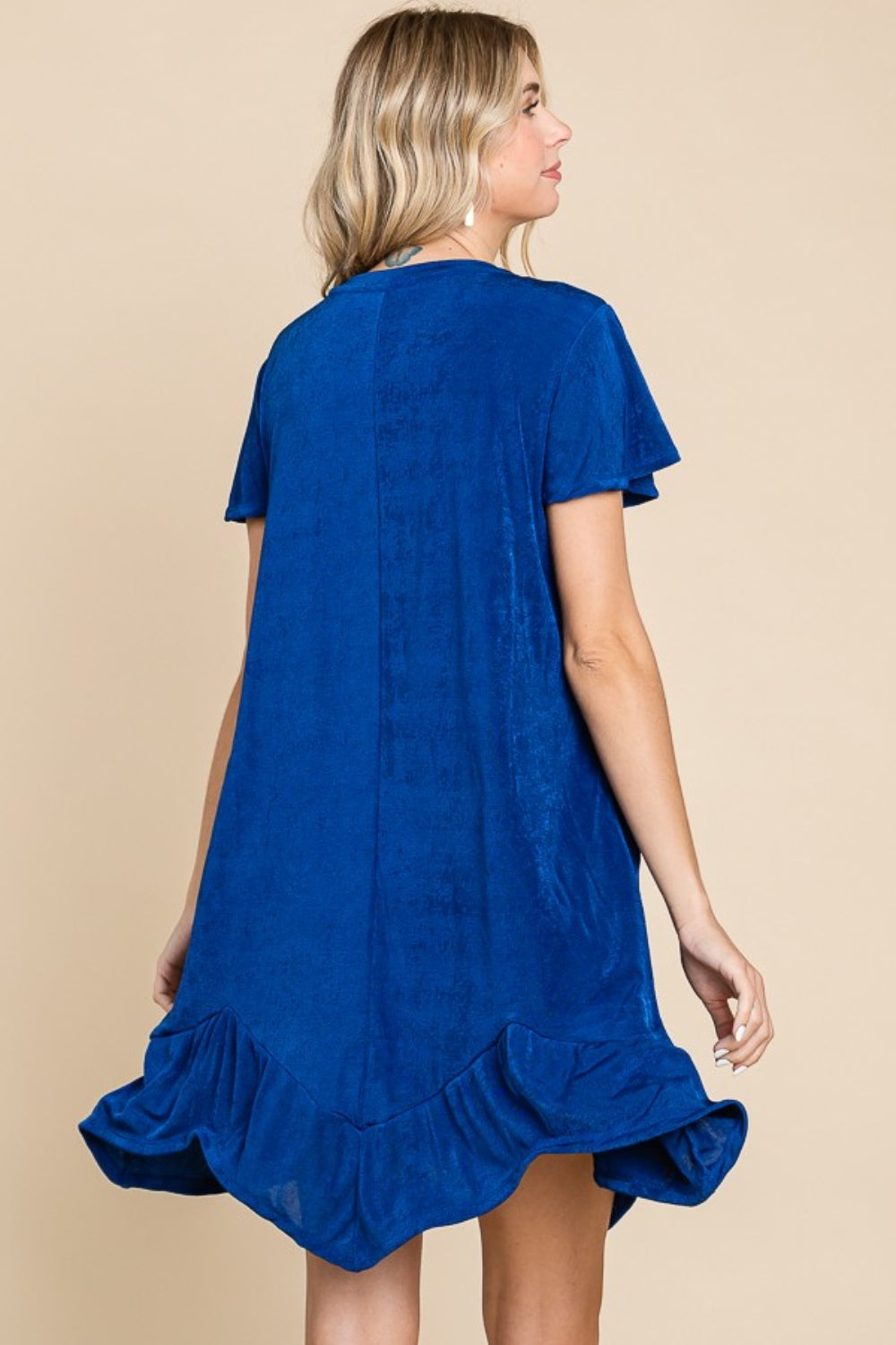 Culture Code Full Size Short Sleeve Ruffled Asymmetric Hem Dress - Tigbul's Variety Fashion Shop