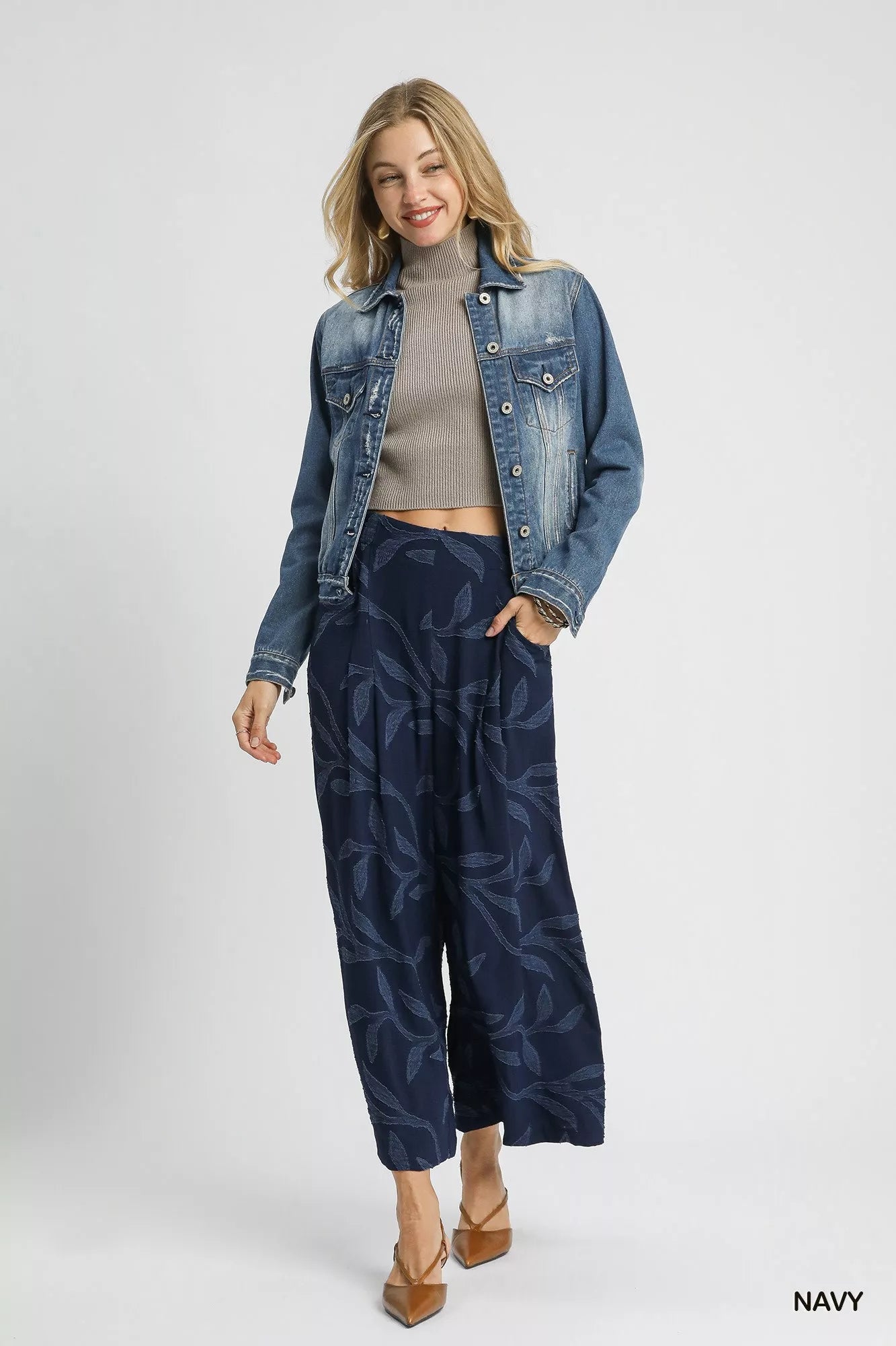 Umgee Jacquard Wide-Leg Pants - Tigbul's Variety Fashion Shop