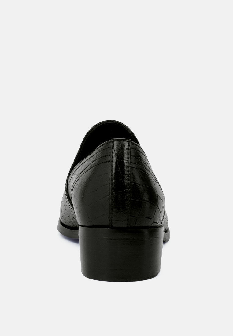 Lilliam Metal Highlight Casual Leather Loafers - Tigbul's Variety Fashion Shop