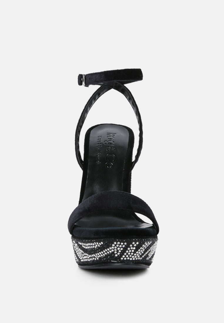 Zircon Rhinestone Patterned High Heel Sandals - Tigbul's Variety Fashion Shop