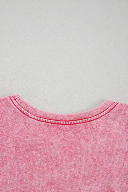 Pink Mineral Wash Raw Edge Ruffle Mini Dress - Tigbul's Variety Fashion Shop