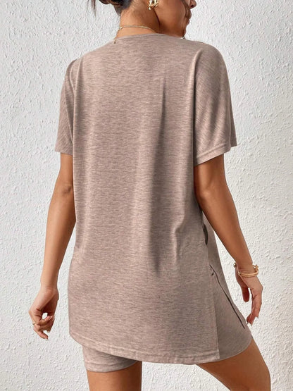 Casual Round Neck T-Shirt and Shorts Set - Tigbul's Variety Fashion Shop