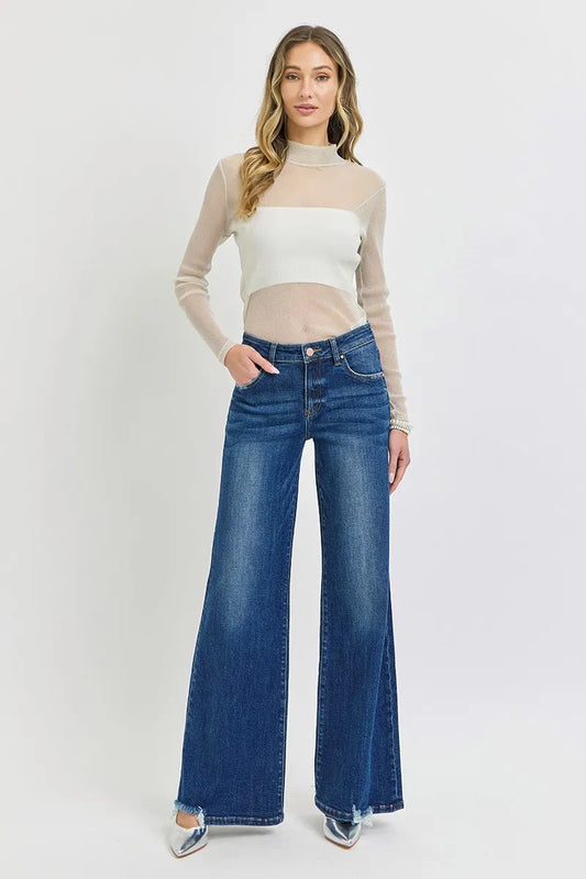 RISEN Full Size Mid Rise Wide Jeans Plus Size - Tigbul's Variety Fashion Shop