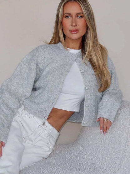 Cable Knit Button-Up Cardigan - Tigbul's Variety Fashion Shop