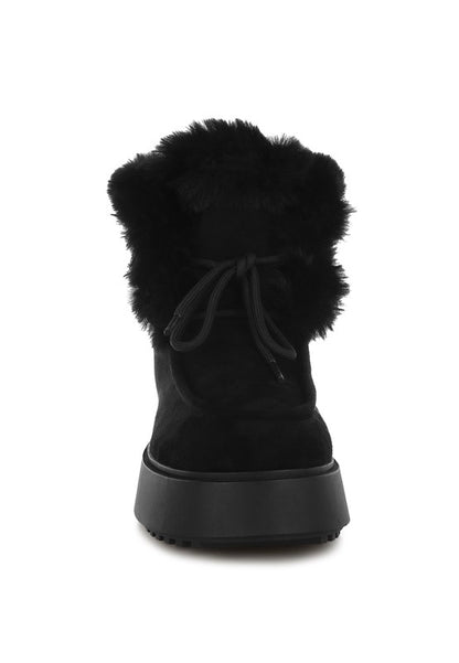 Bunting Faux Fur Collar Flatform Boots - Tigbul's Variety Fashion Shop