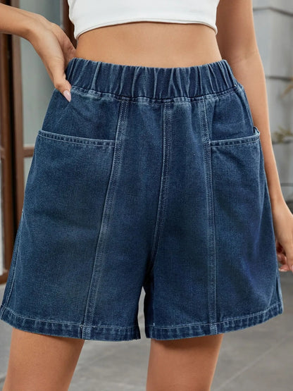 Elastic Waist Denim Shorts - Tigbul's Variety Fashion Shop
