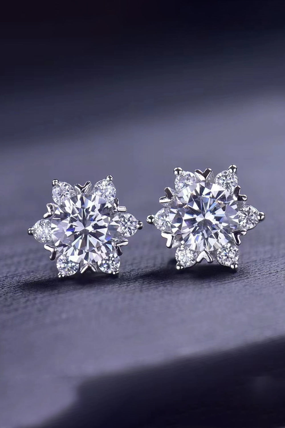 2 Carat Moissanite Floral Stud Earrings - Tigbul's Variety Fashion Shop