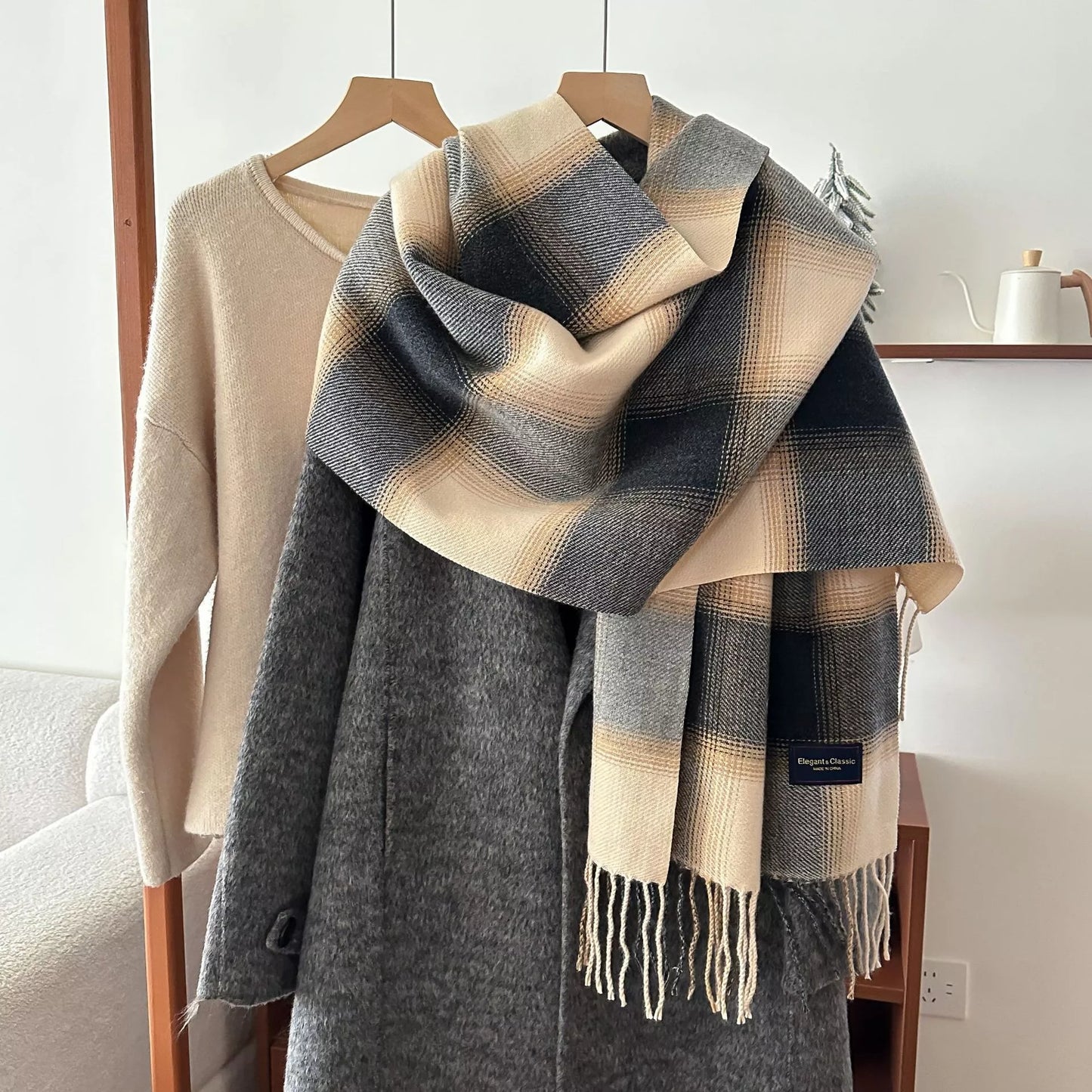 Plaid Fringe Scarf - Tigbul's Variety Fashion Shop