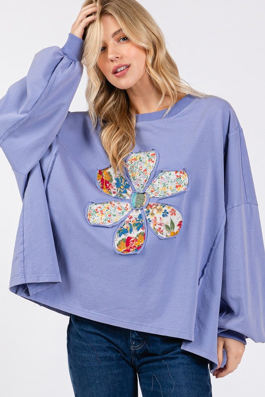 SAGE + FIG Flower Patch Dropped Shoulder Oversize Top - Tigbul's Variety Fashion Shop