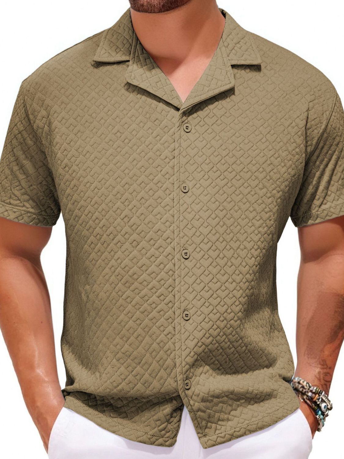 Men's Plus Size Button Down Short Sleeve Shirt - Tigbul's Variety Fashion Shop