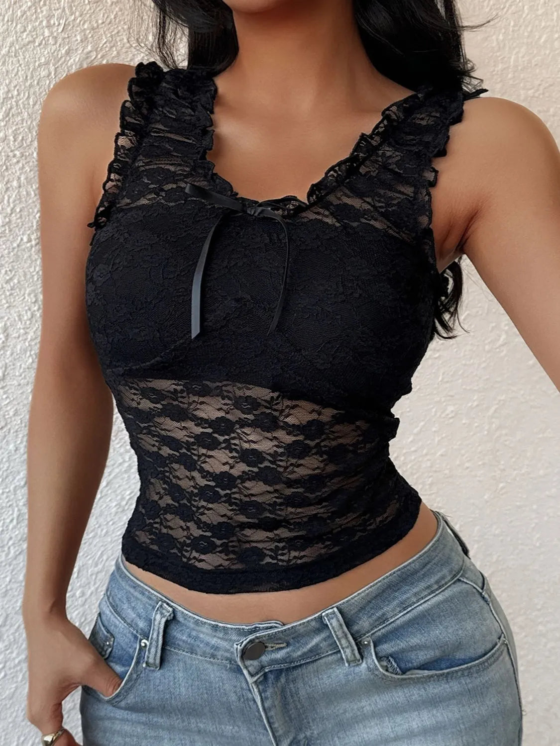 Lace Wide Strap Tank - Tigbul's Variety Fashion Shop