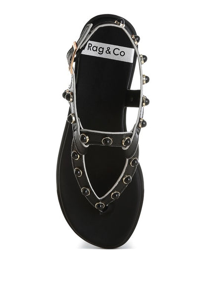 Avens Pearl Rivet Studded Flats - Tigbul's Variety Fashion Shop