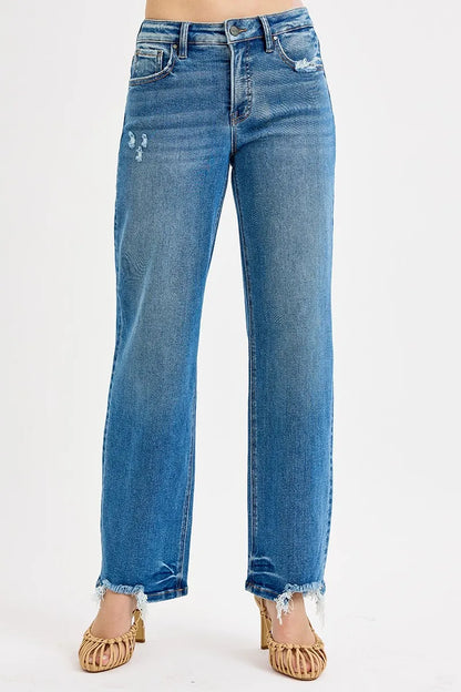 RISEN Full Size Mid Rise Baggy Jeans Plus Size - Tigbul's Variety Fashion Shop