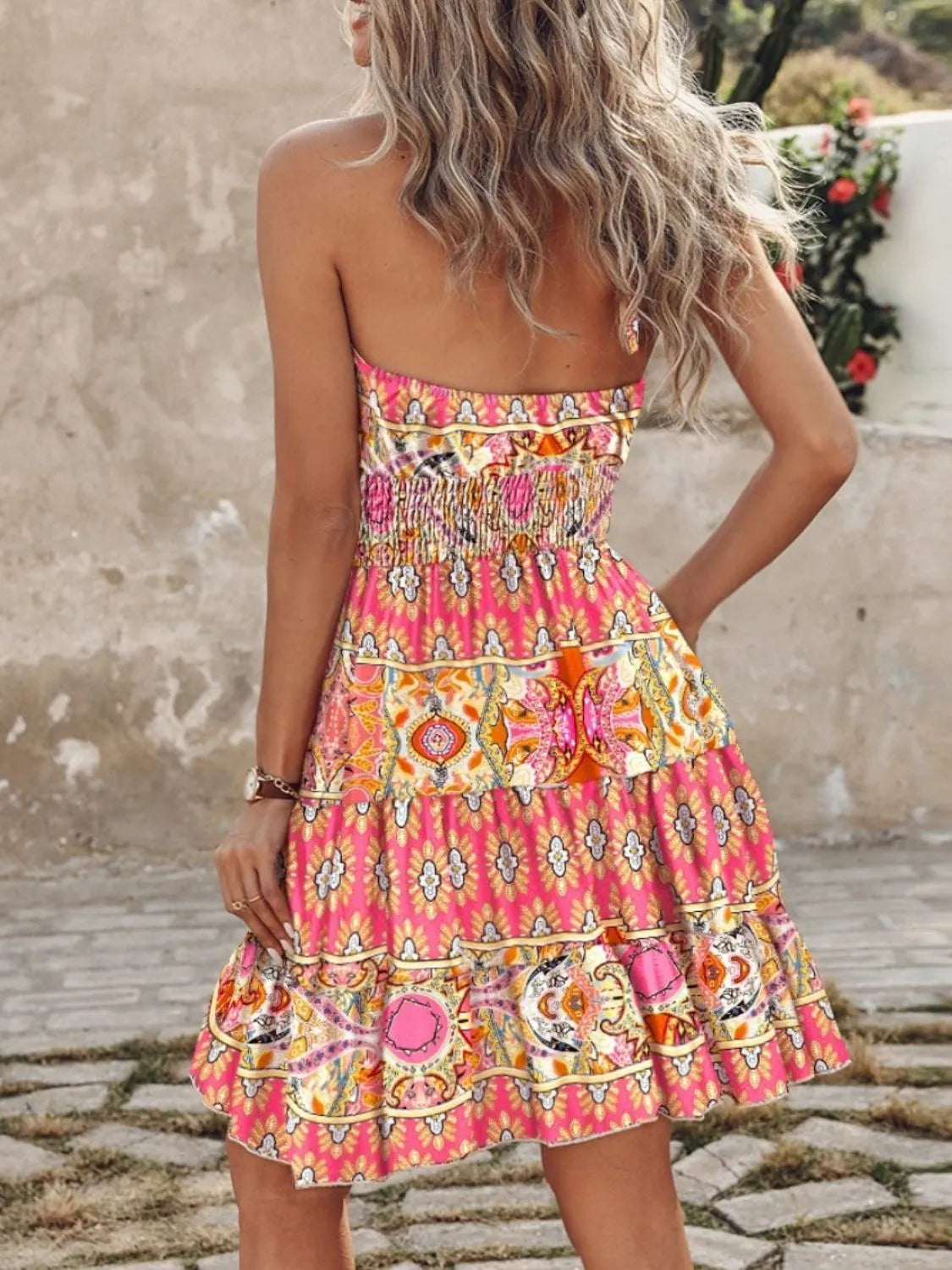 Paisley Print Halter Neck Mini Dress - Tigbul's Variety Fashion Shop