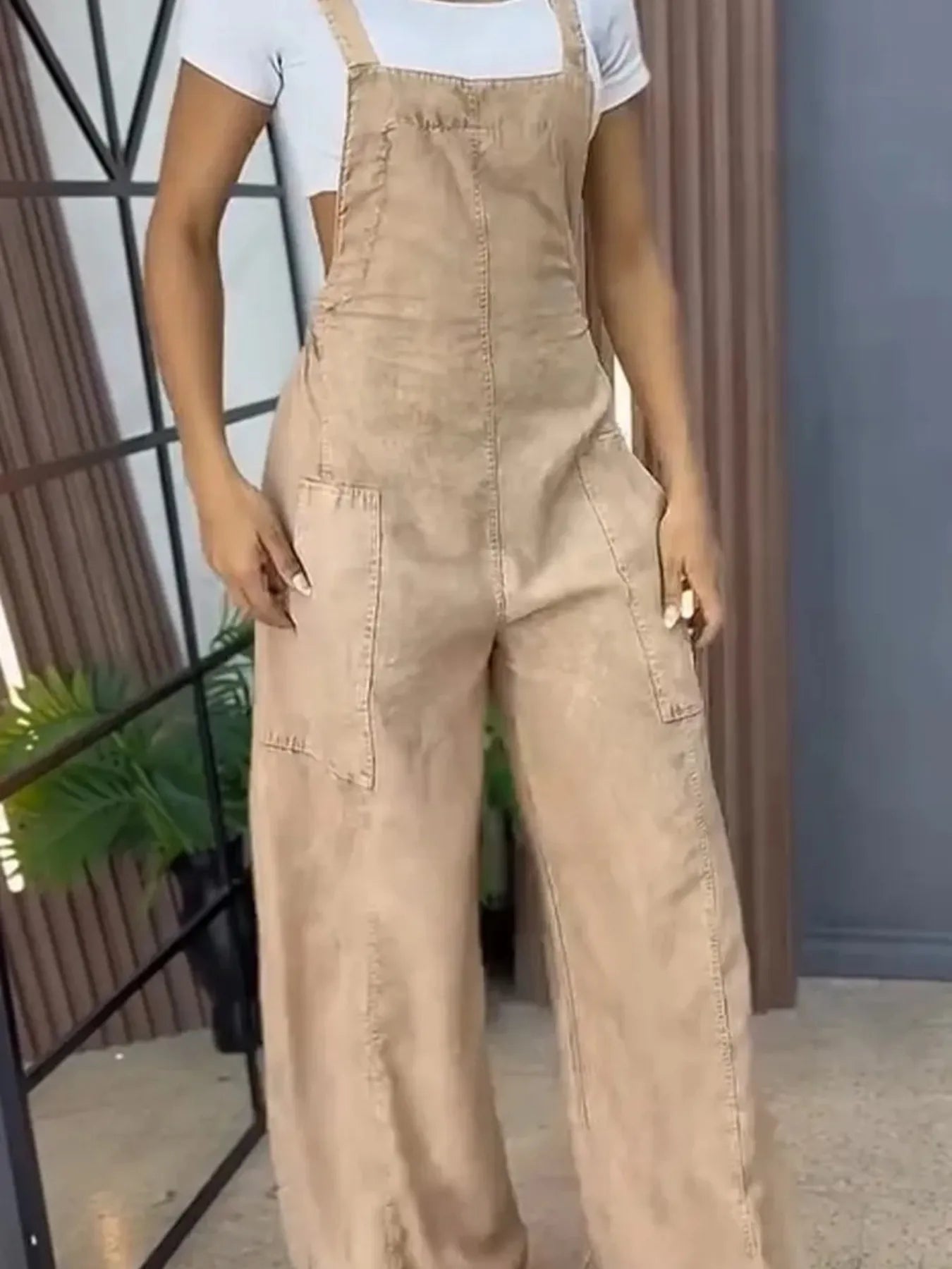 Full Size Wide Leg Washed Denim Overalls Plus Size - Tigbul's Variety Fashion Shop