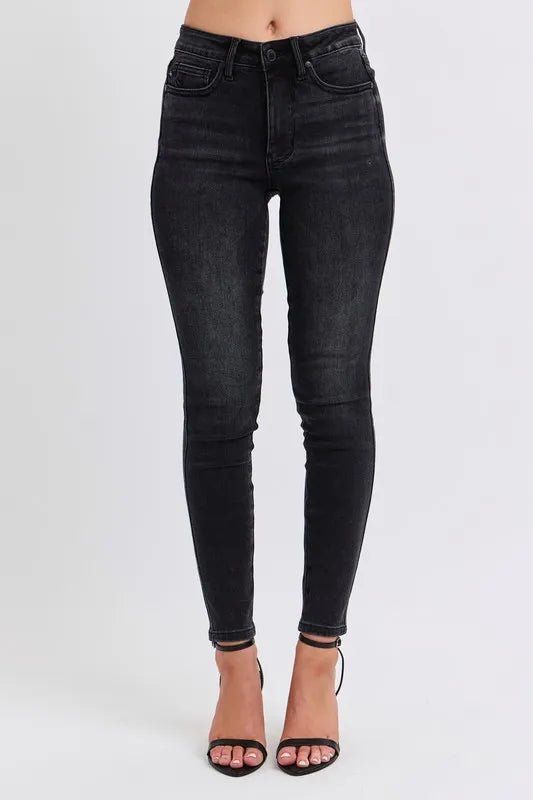 Judy Blue Full Size Midi Rise Tummy Control Skinny Jeans Plus Size - Tigbul's Variety Fashion Shop